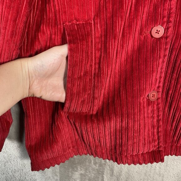 VTG Territory Ahead Red Wide Wale Corduroy Chore Coat Barn Ranch Jacket Pockets - Picture 6 of 13